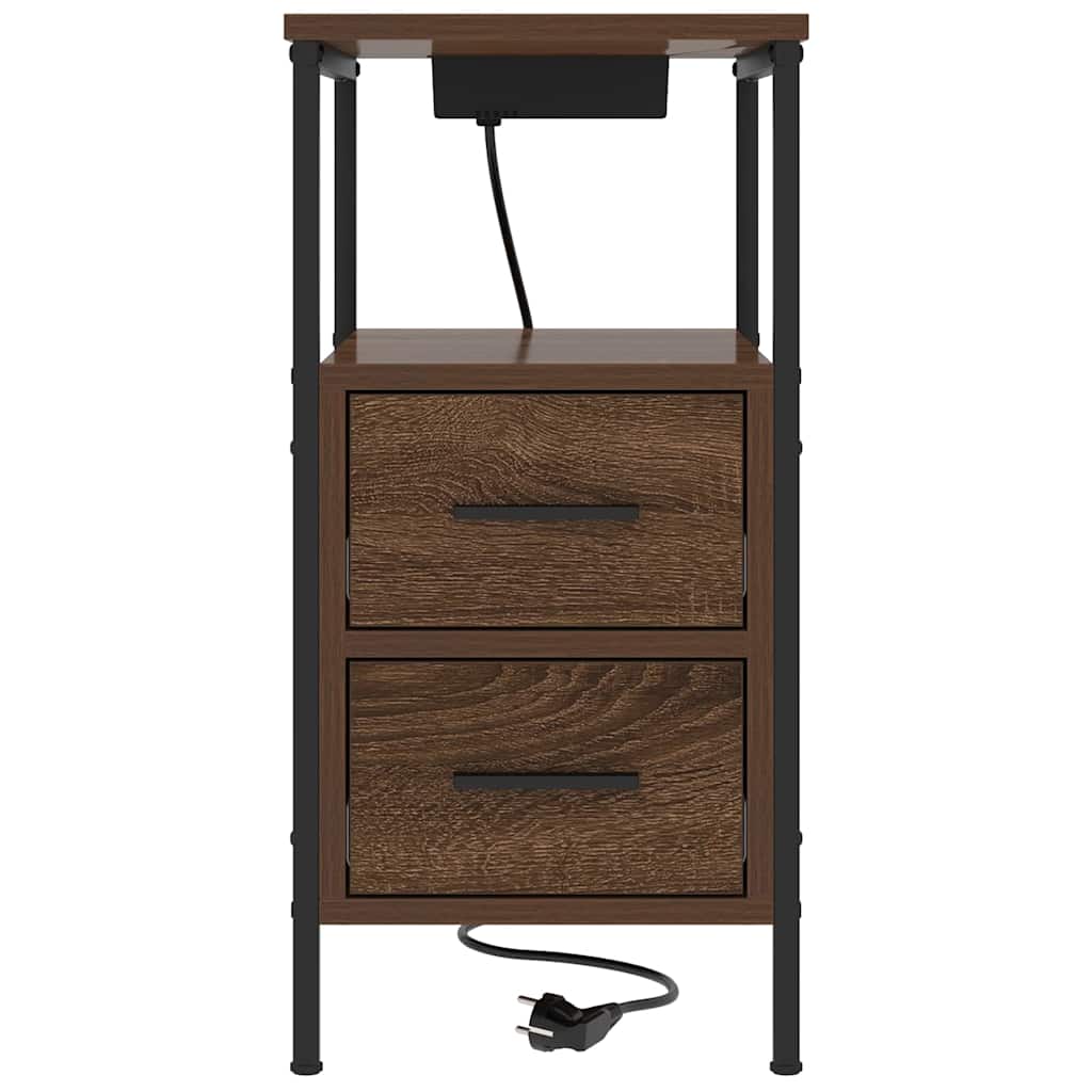 Bedside Table 2 pcs Brown oak 30 x 48 x 61 cm Engineered wood