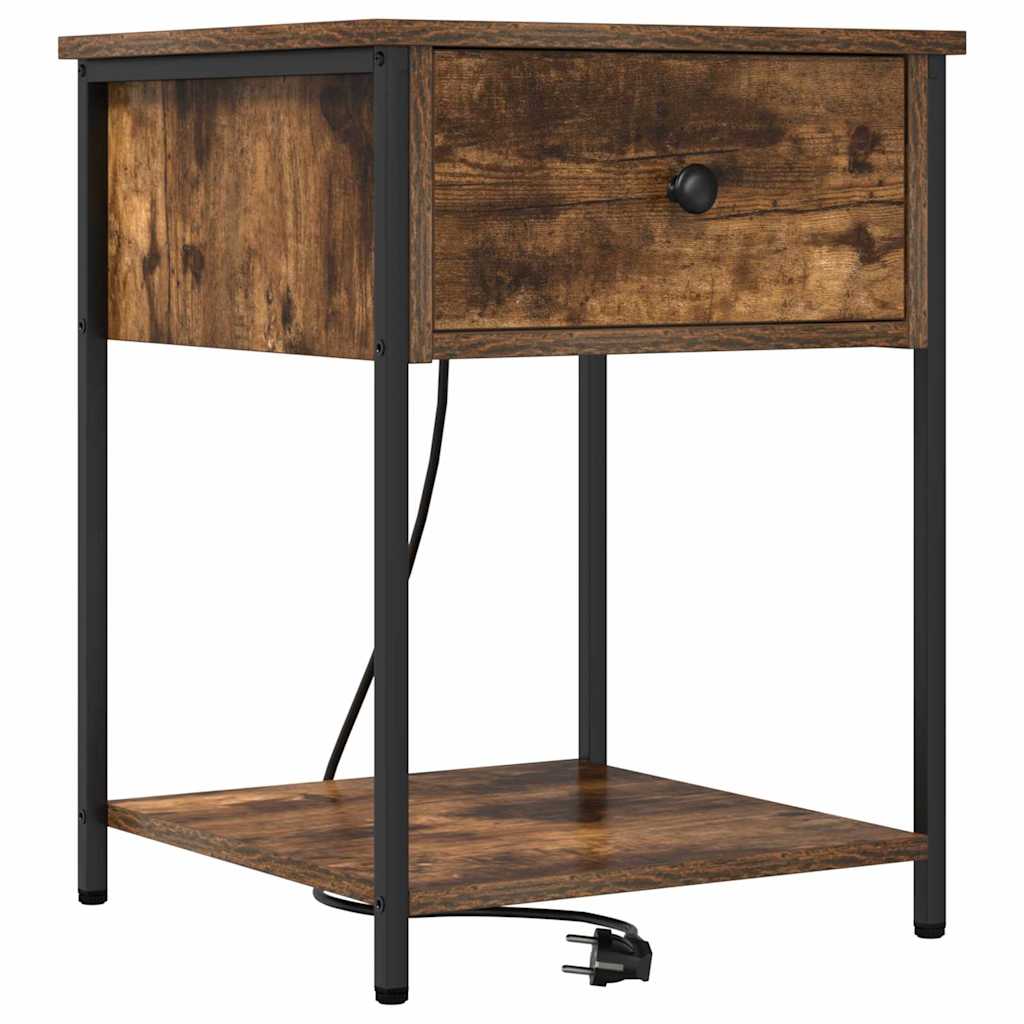 Bedside Cabinet with Drawer 2 pcs Smoked oak 42 x 41 x 56 cm