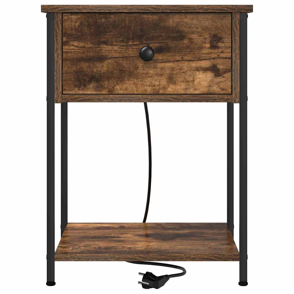 Bedside Cabinet with Drawer 2 pcs Smoked oak 42 x 41 x 56 cm