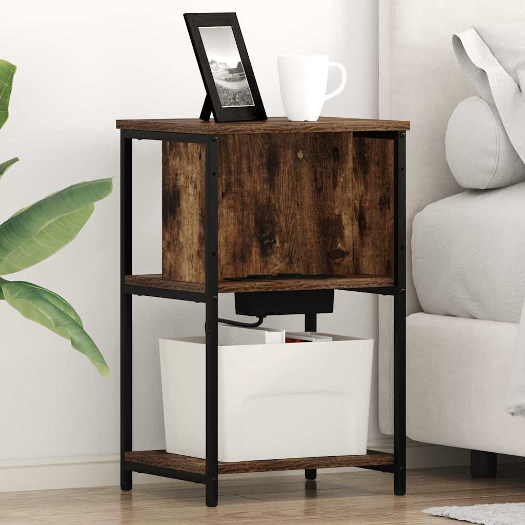 Bedside Cabinet Smoked oak 38 x 31 x 61 cm Engineered wood