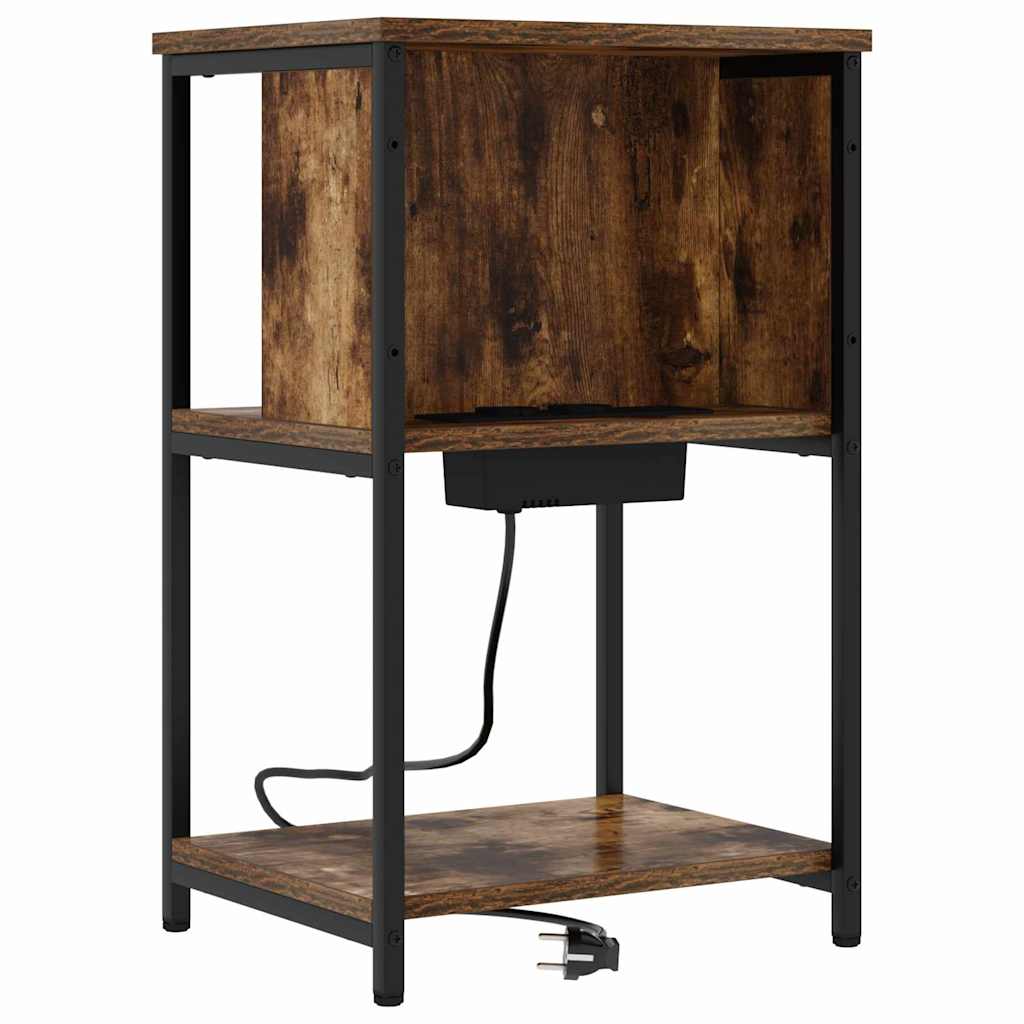 Bedside Cabinet Smoked oak 38 x 31 x 61 cm Engineered wood