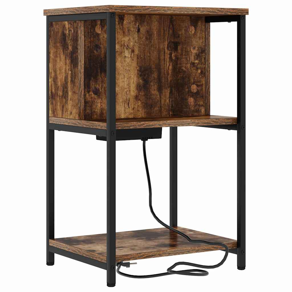 Bedside Cabinet Smoked oak 38 x 31 x 61 cm Engineered wood