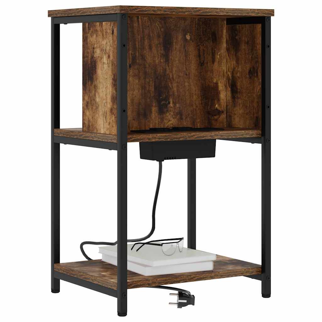 Bedside Cabinet Smoked oak 38 x 31 x 61 cm Engineered wood