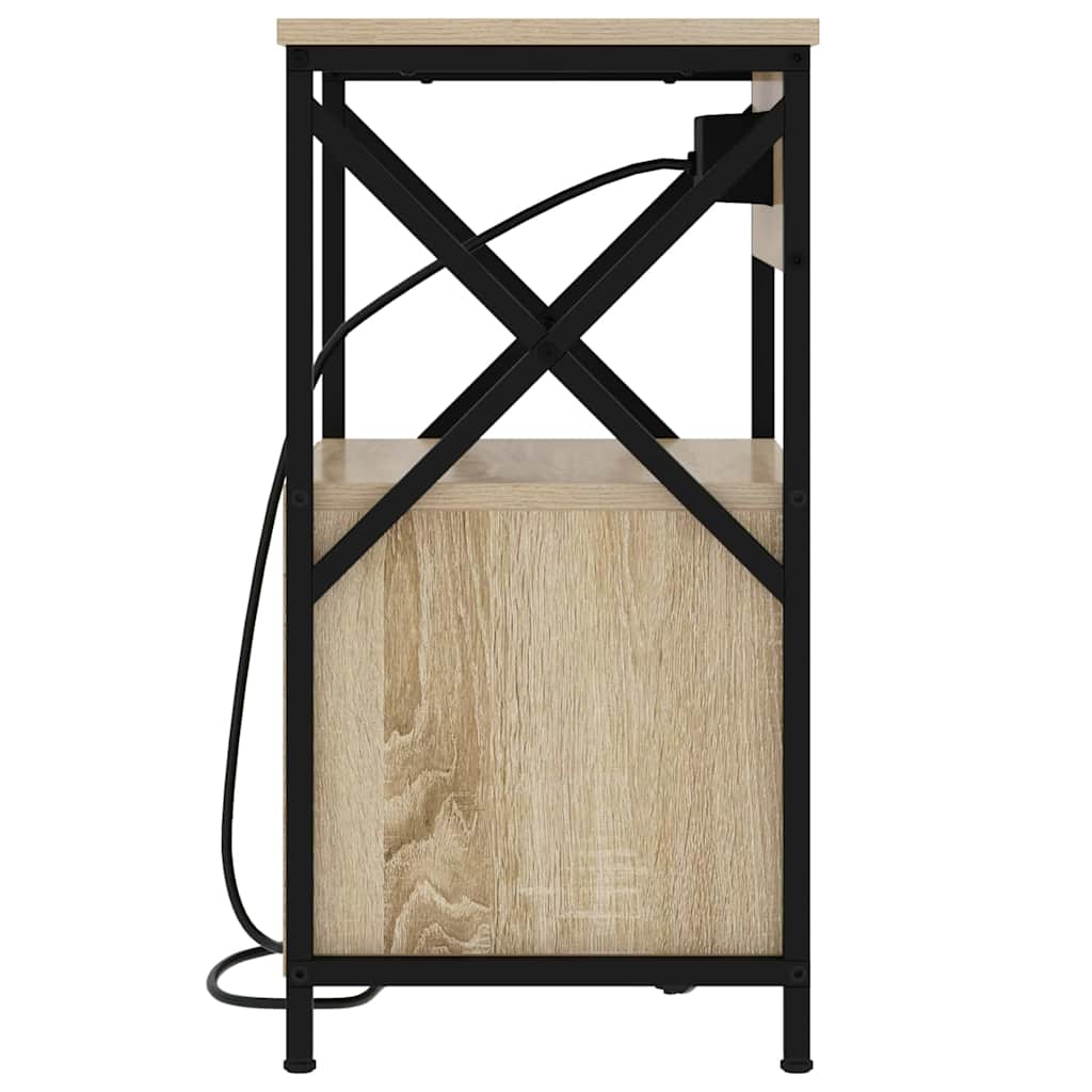 Bedside Cabinet with Charging Station 2 pcs Sonoma Oak