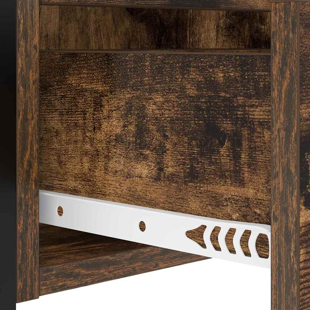 Bedside Cabinet with Charging Station with Drawer Smoked Oak