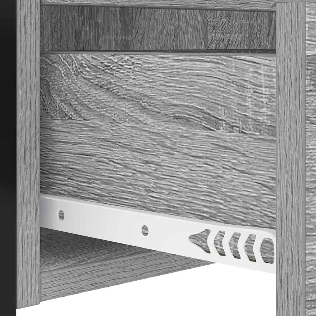 Bedside Cabinet with Charging Station with Drawer Grey sonoma