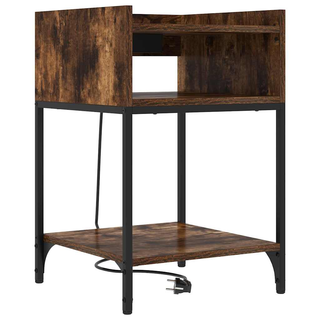 Bedside Table Smoked oak 40 x 40 x 61 cm Engineered wood