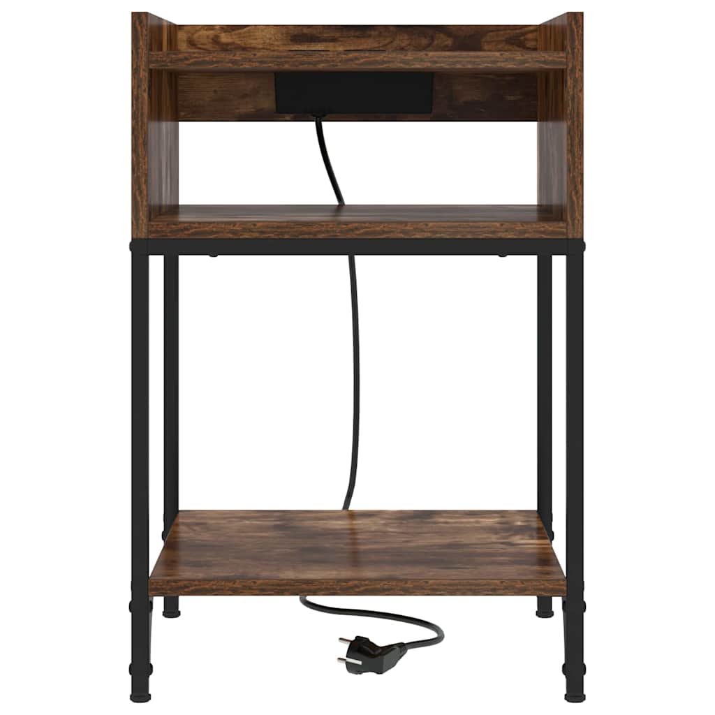 Bedside Table Smoked oak 40 x 40 x 61 cm Engineered wood