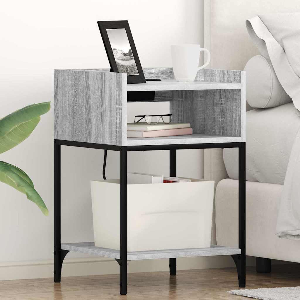 Bedside Table 2 pcs Grey sonoma 40 x 40 x 61 cm Engineered wood
