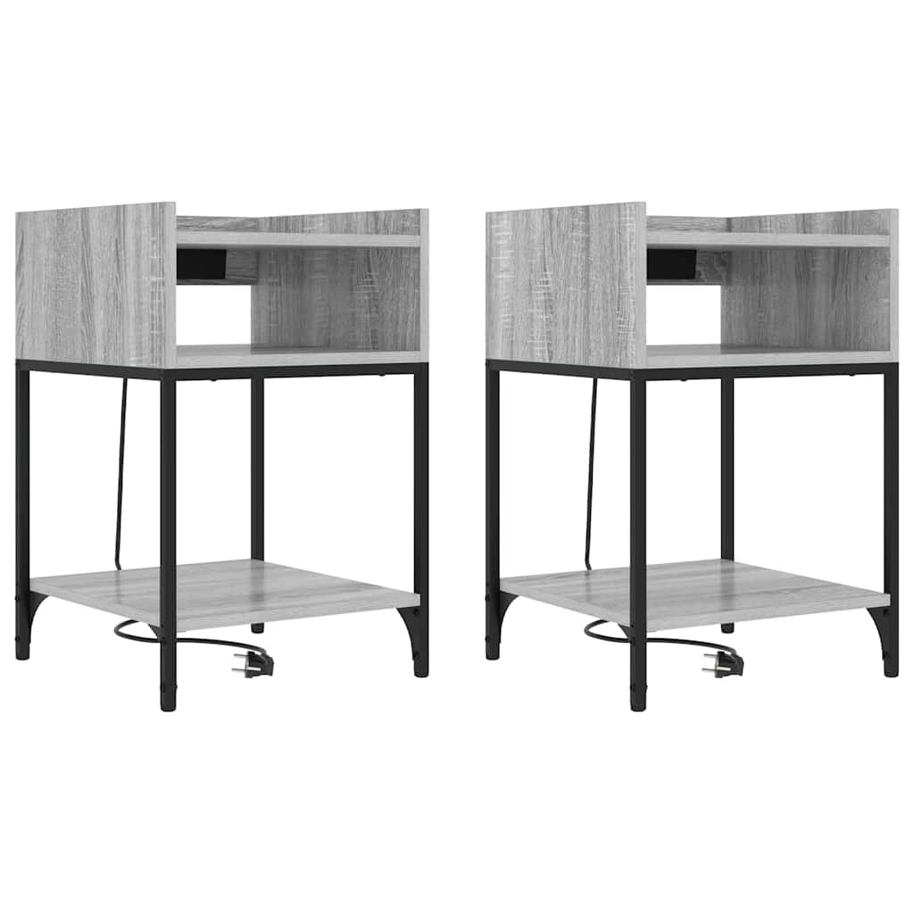 Bedside Table 2 pcs Grey sonoma 40 x 40 x 61 cm Engineered wood