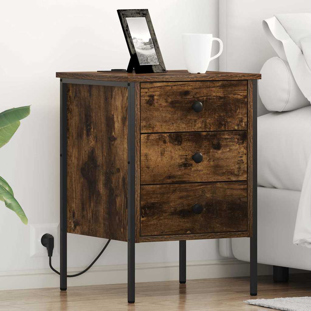 Bedside Cabinet Smoked oak 42 x 41 x 61 cm Engineered wood