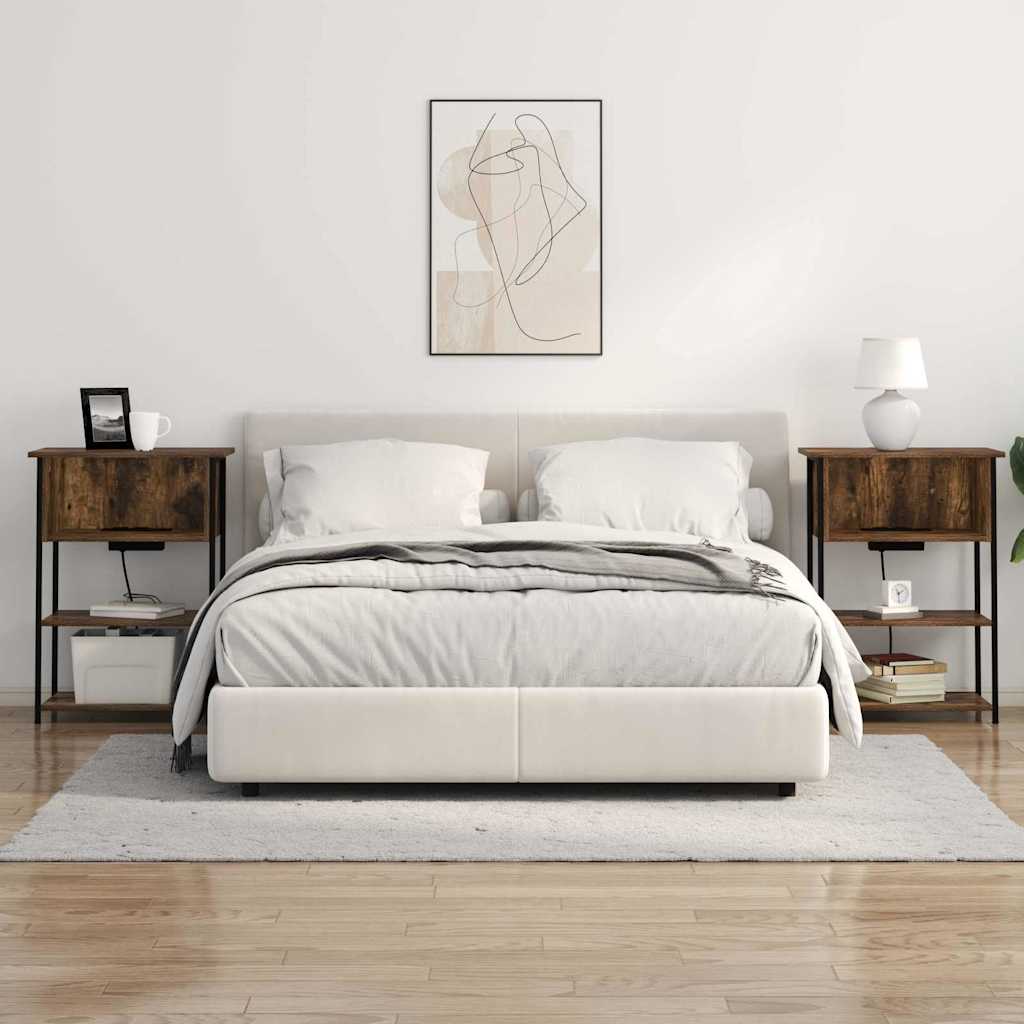 Bedside Cabinet Smoked oak 55 x 31 x 76 cm Engineered wood