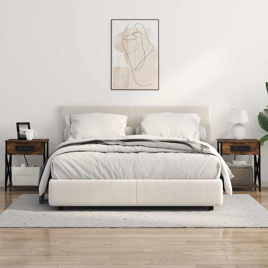 Bedside Cabinet with Charging Station Smoked oak