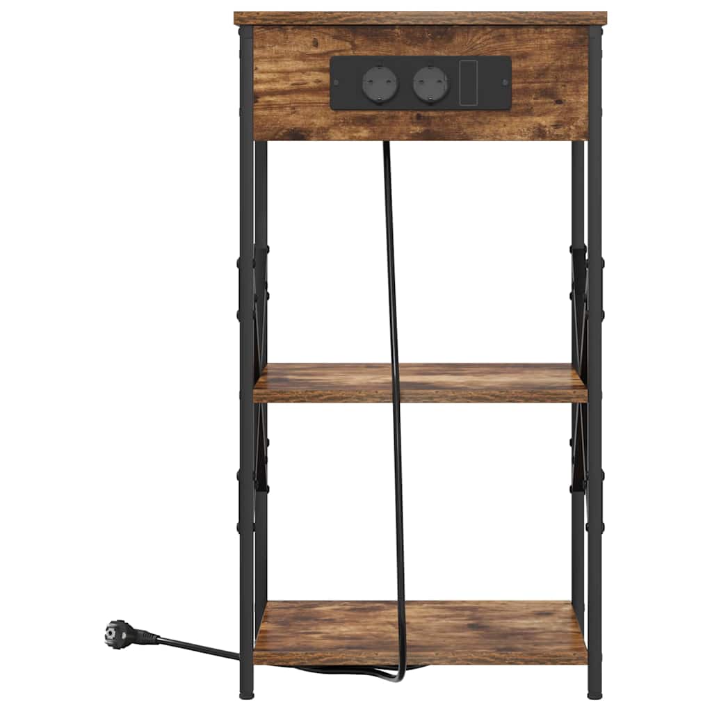 Bedside Cabinet Smoked oak 41 x 31 x 76 cm Engineered wood