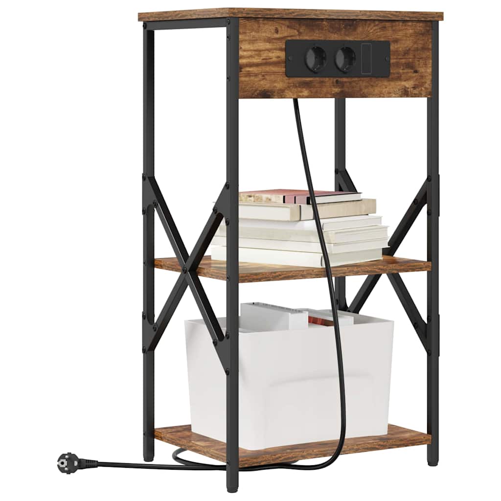 Bedside Cabinet Smoked oak 41 x 31 x 76 cm Engineered wood