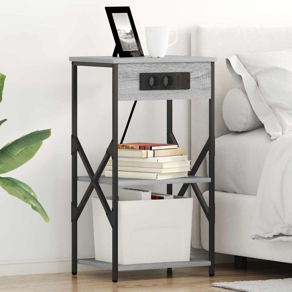 Bedside Cabinet with Shelf 2 pcs Grey sonoma 41 x 31 x 76 cm