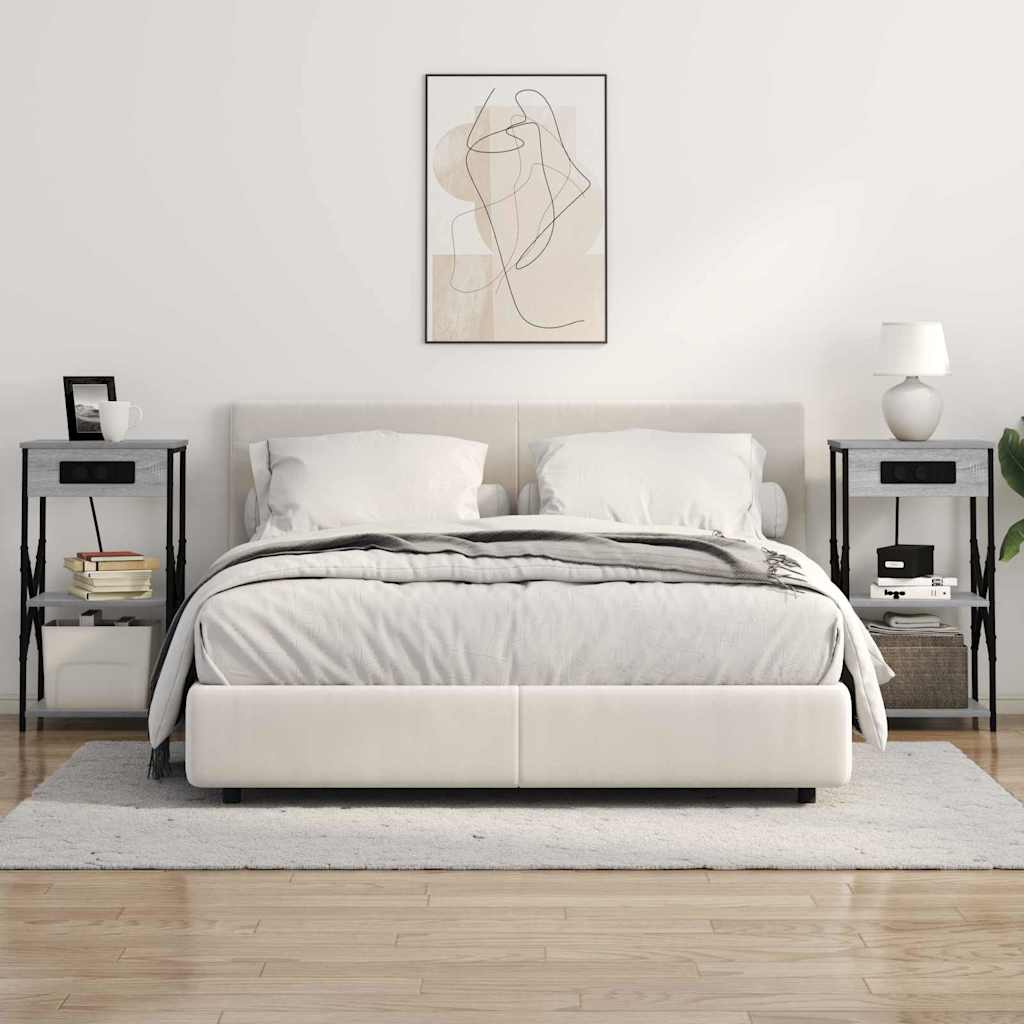 Bedside Cabinet with Shelf 2 pcs Grey sonoma 41 x 31 x 76 cm