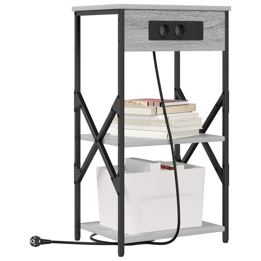 Bedside Cabinet with Shelf 2 pcs Grey sonoma 41 x 31 x 76 cm