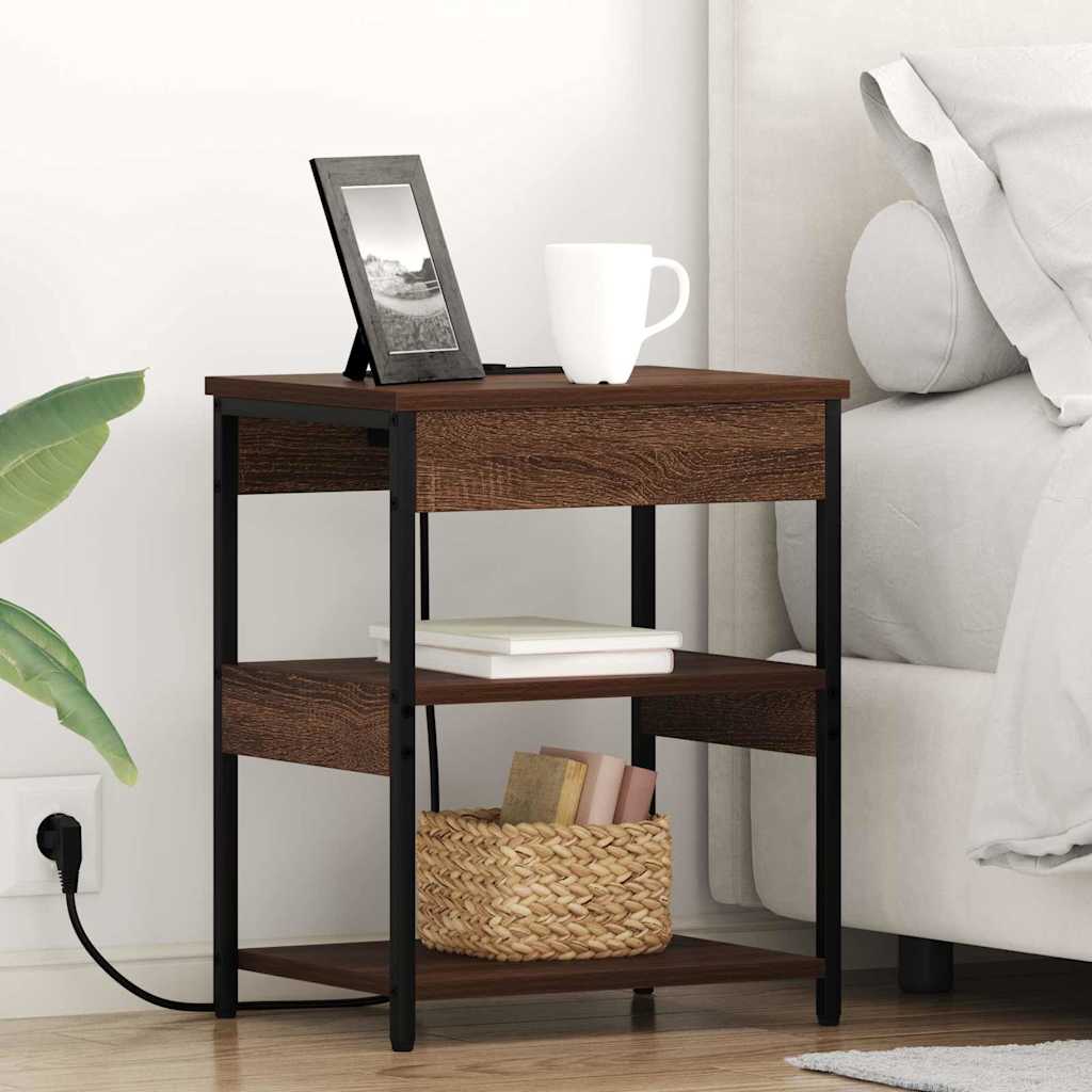 Bedside Cabinet Brown oak Engineered wood