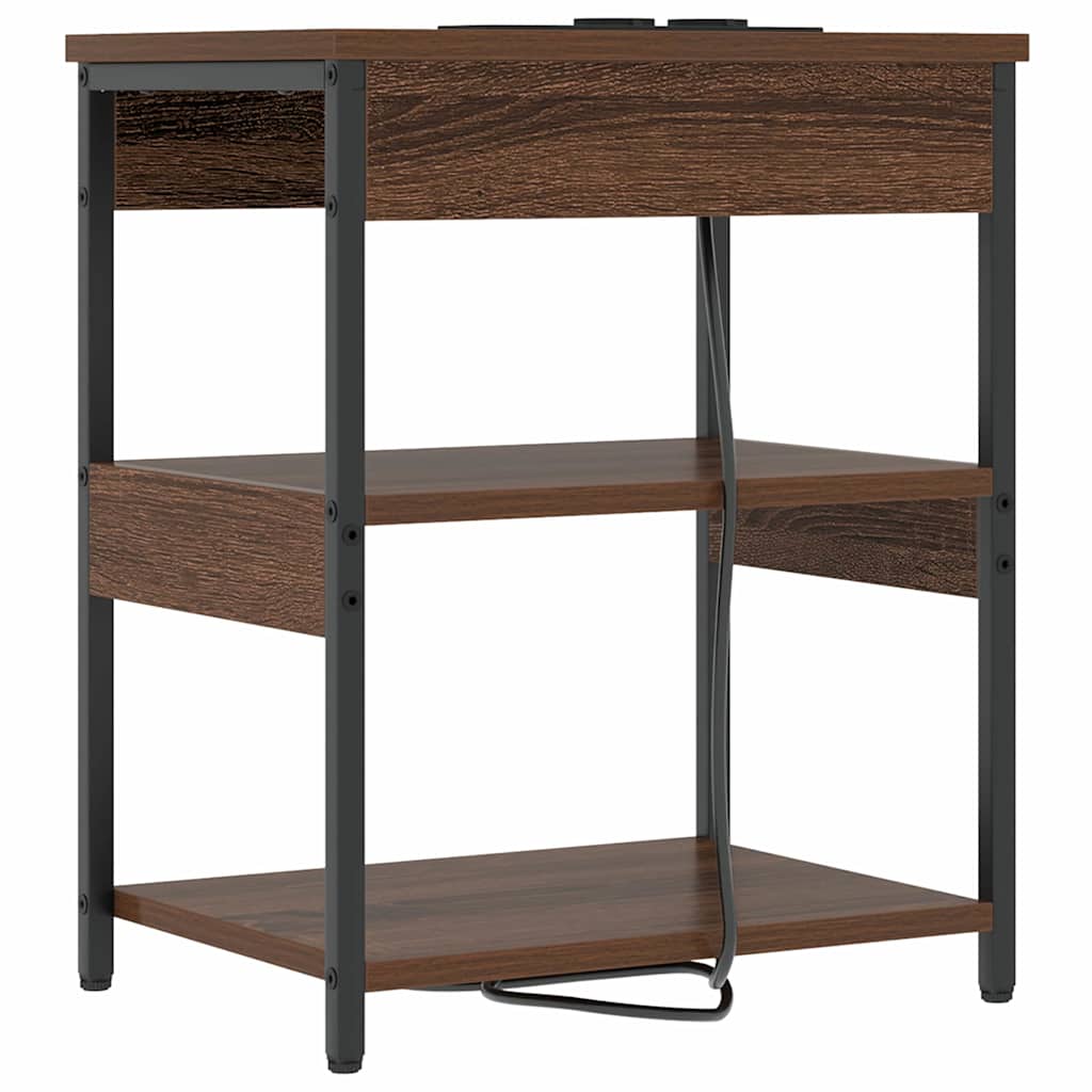 Bedside Cabinet Brown oak Engineered wood