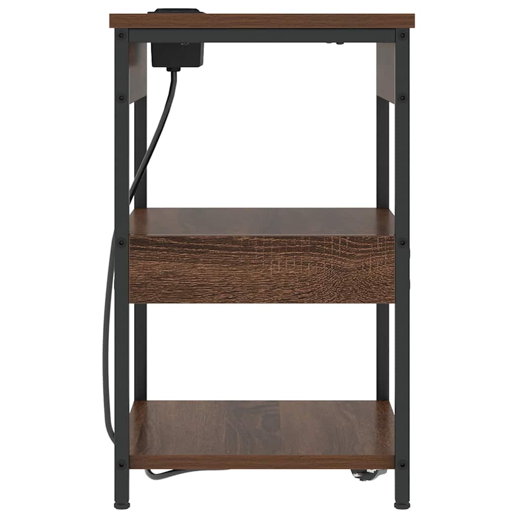 Bedside Cabinet Brown oak Engineered wood