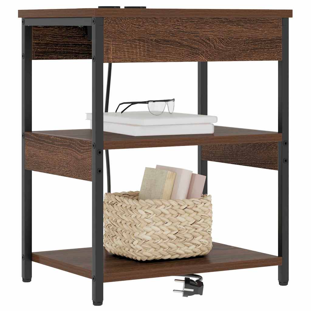 Bedside Cabinet 2 pcs Brown oak Engineered wood