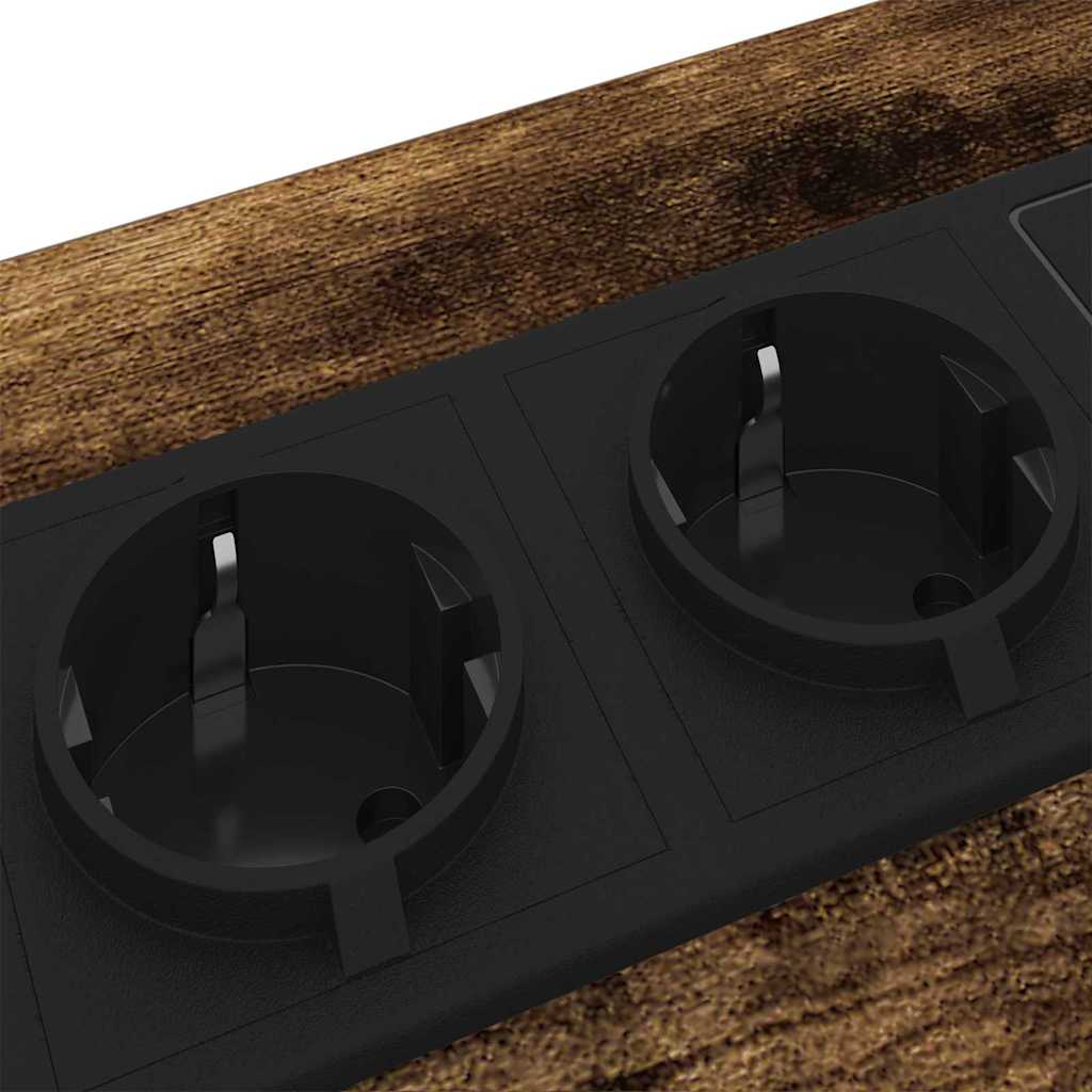 Bedside Cabinet with Charging Station with Shelf Smoked oak