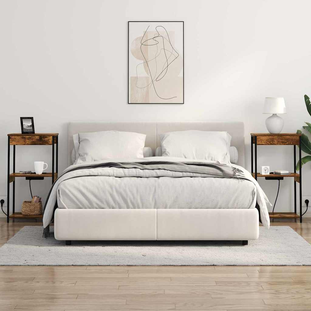 Bedside Cabinet with Charging Station with Shelf Smoked oak