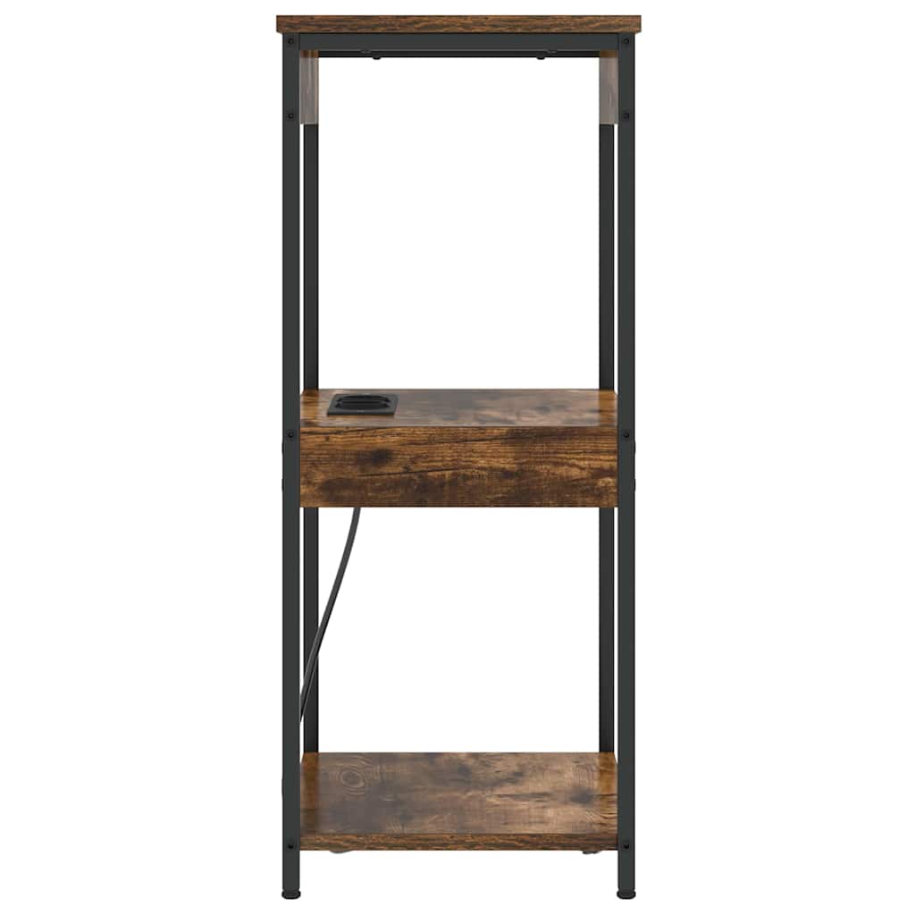 Bedside Cabinet with Charging Station with Shelf Smoked oak
