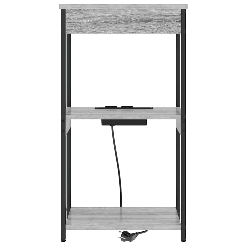 Bedside Cabinet with Charging Station with Shelf Grey sonoma