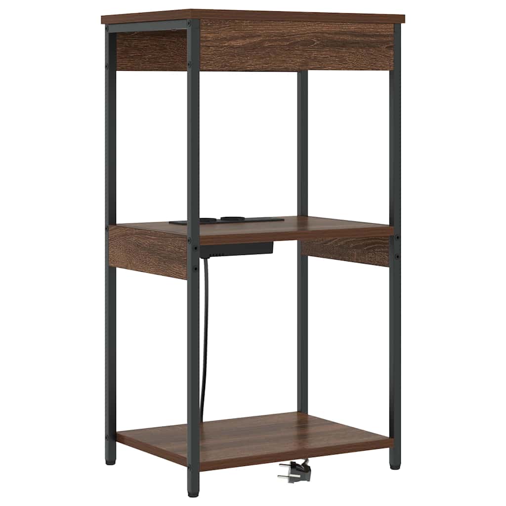 Bedside Cabinet with Charging Station Brown oak Engineered Wood
