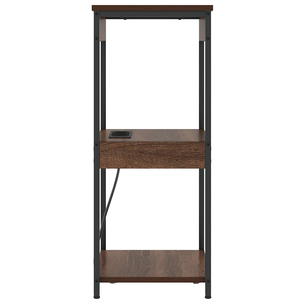 Bedside Cabinet with Charging Station Brown oak Engineered Wood