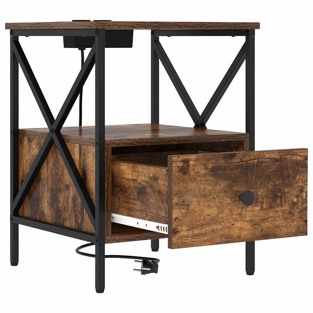 Bedside Cabinet Smoked oak 41.5 x 40.5 x 55 cm Engineered wood