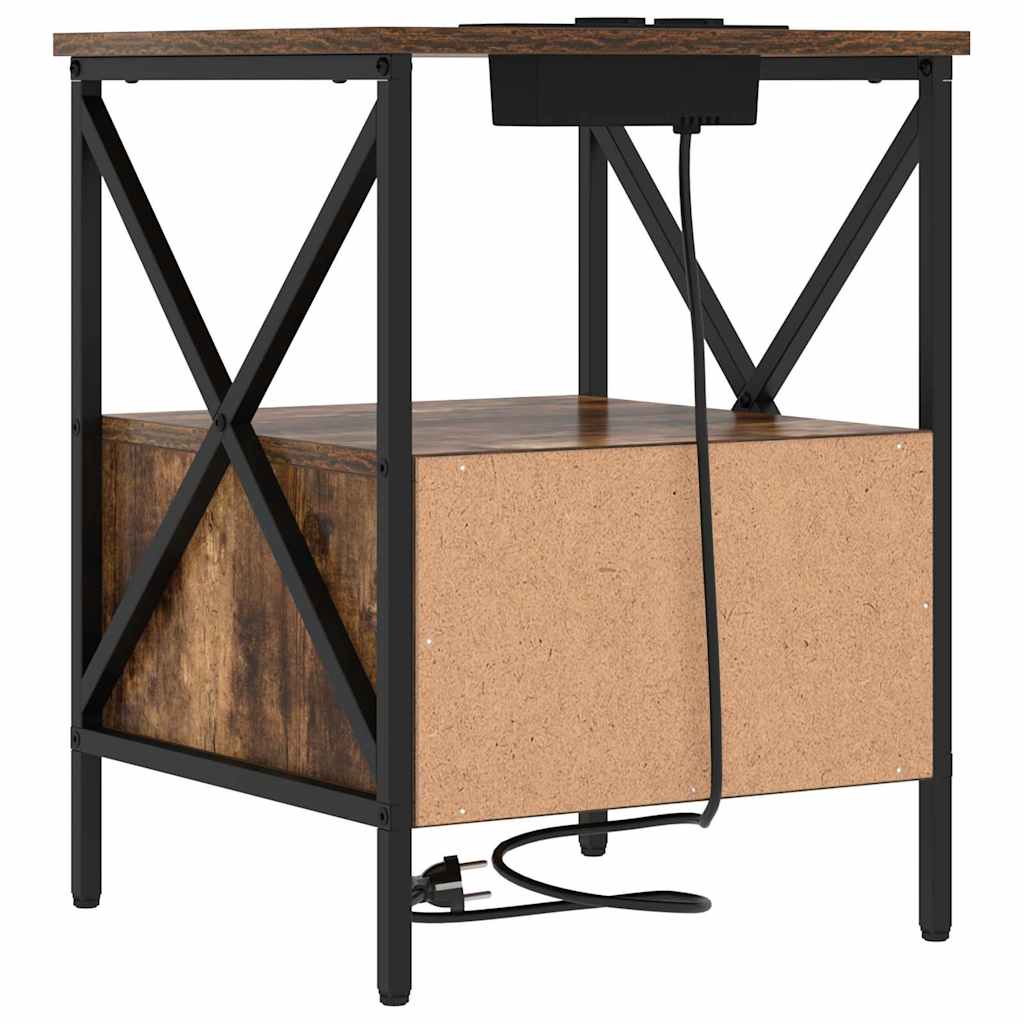 Bedside Cabinet Smoked oak 41.5 x 40.5 x 55 cm Engineered wood