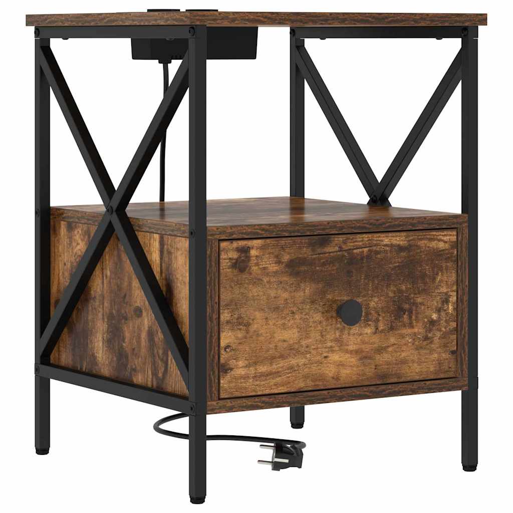 Bedside Cabinet Smoked oak 41.5 x 40.5 x 55 cm Engineered wood