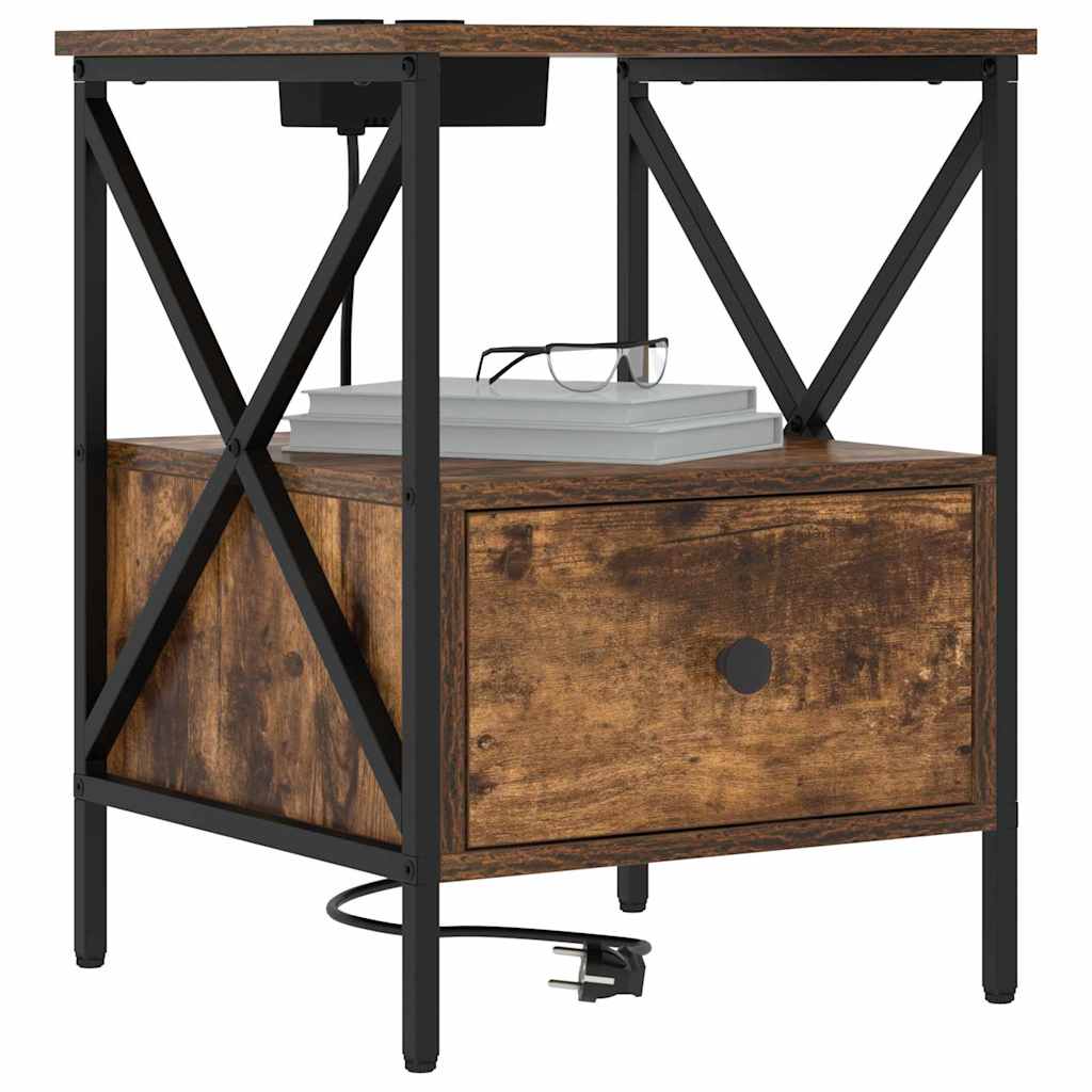 Bedside Cabinet Smoked oak 41.5 x 40.5 x 55 cm Engineered wood
