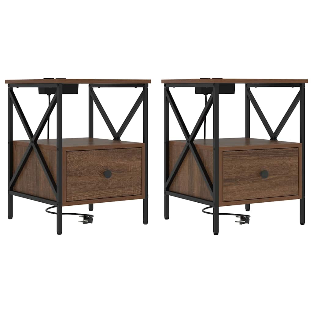 Bedside Cabinet Brown oak 41.5 x 40.5 x 55 cm Engineered wood