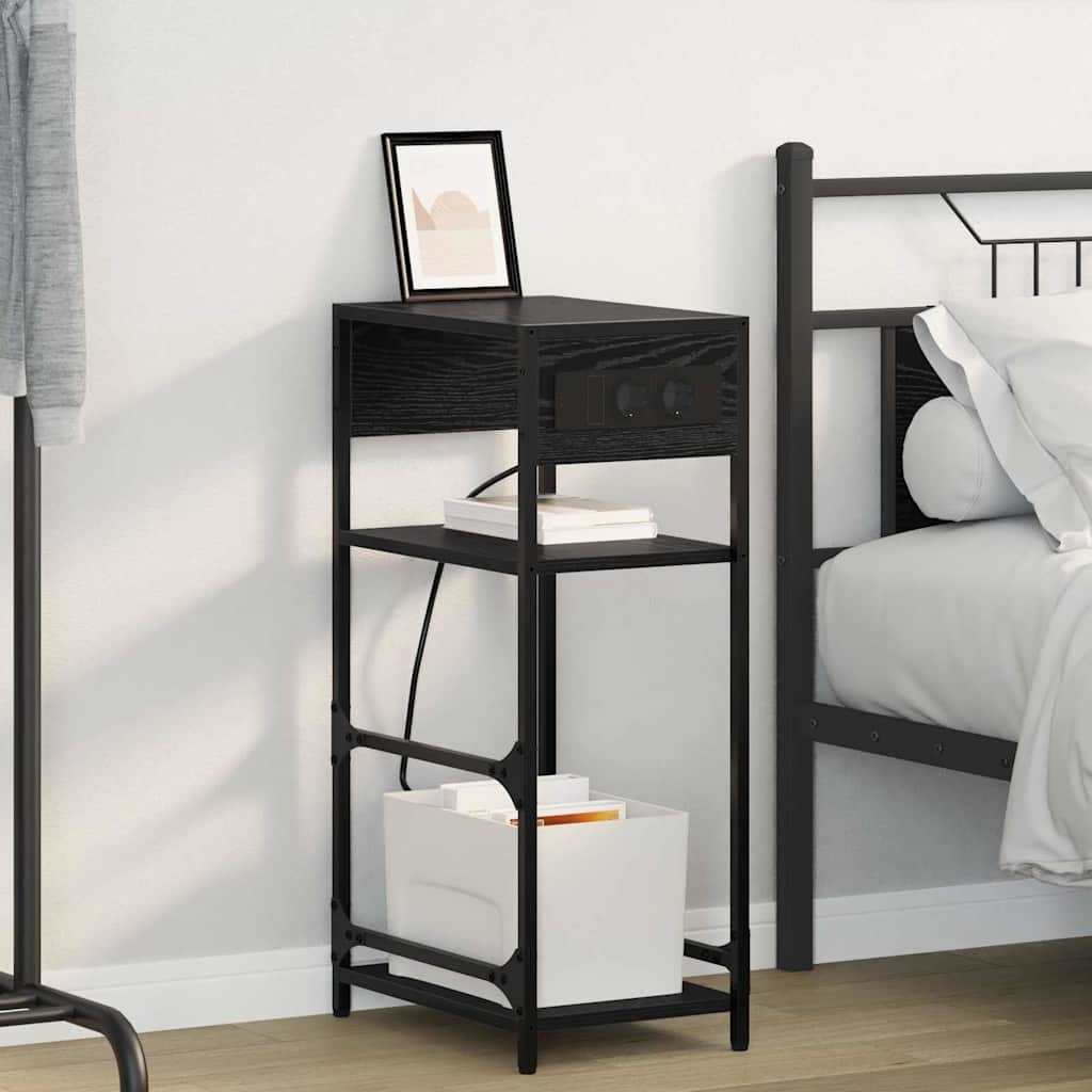 Bedside Cabinet Black oak 40 x 27 x 76 cm Engineered wood