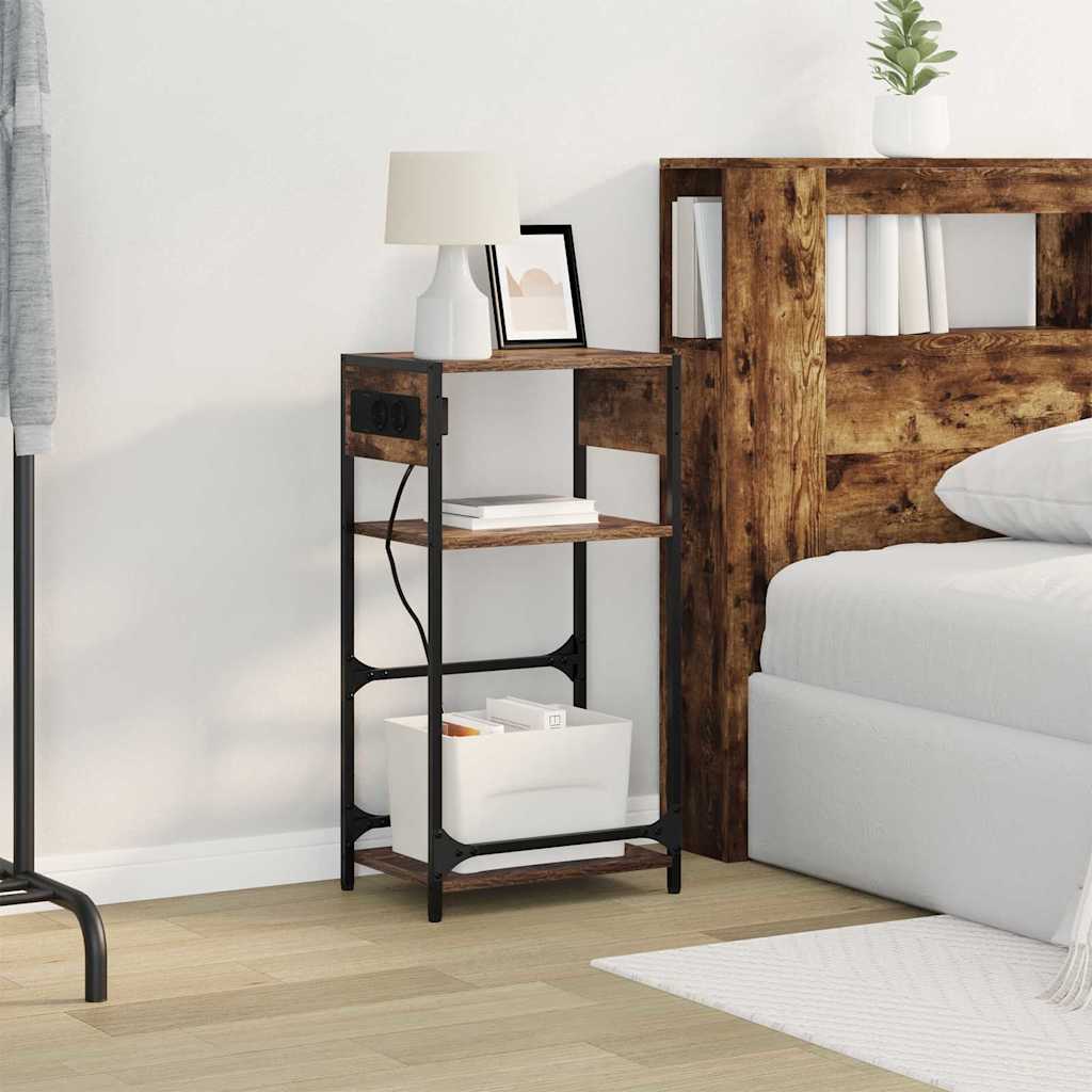 Bedside Cabinet Smoked oak 40 x 27 x 76 cm Engineered wood