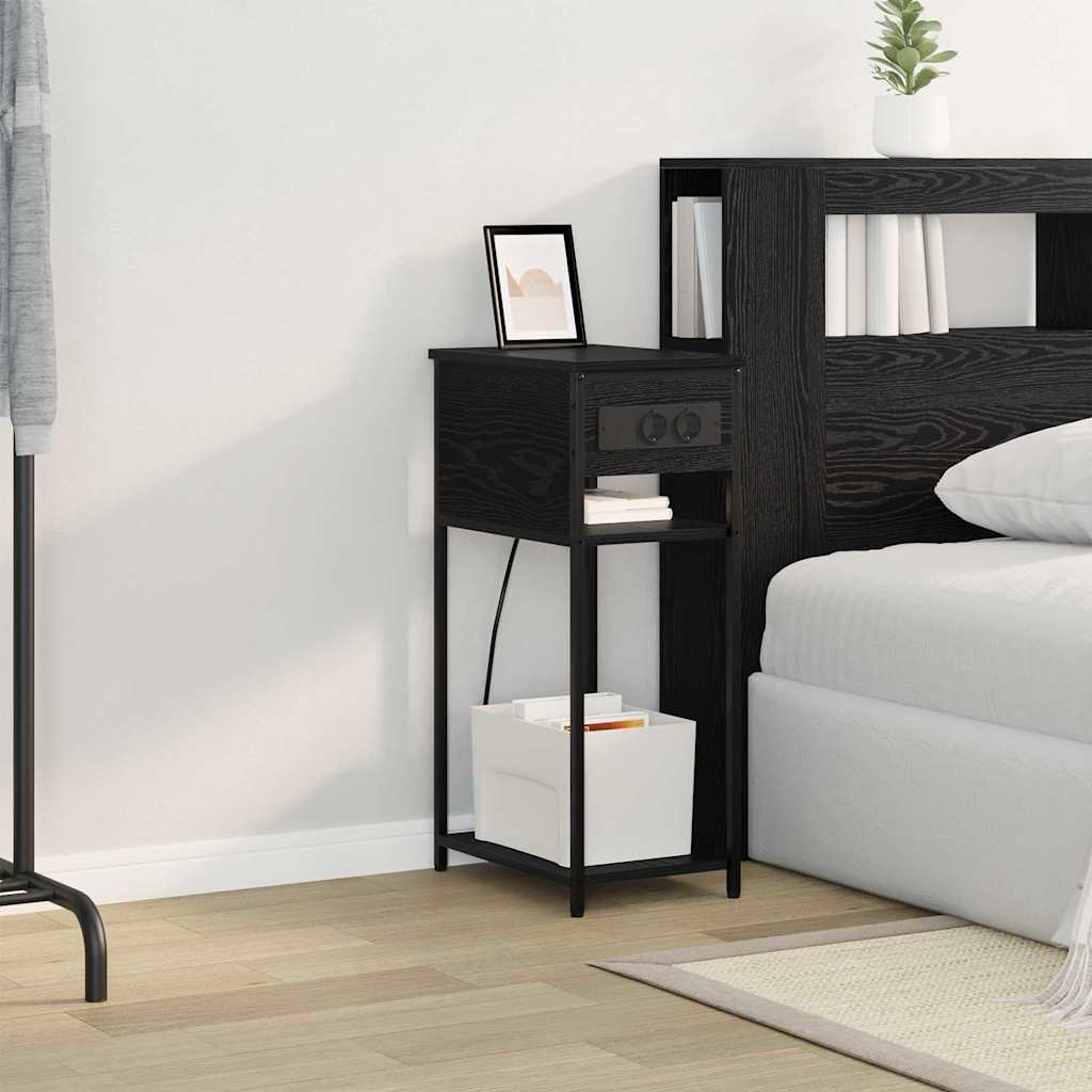 Bedside Cabinet Black oak 41 x 28 x 76 cm Engineered wood