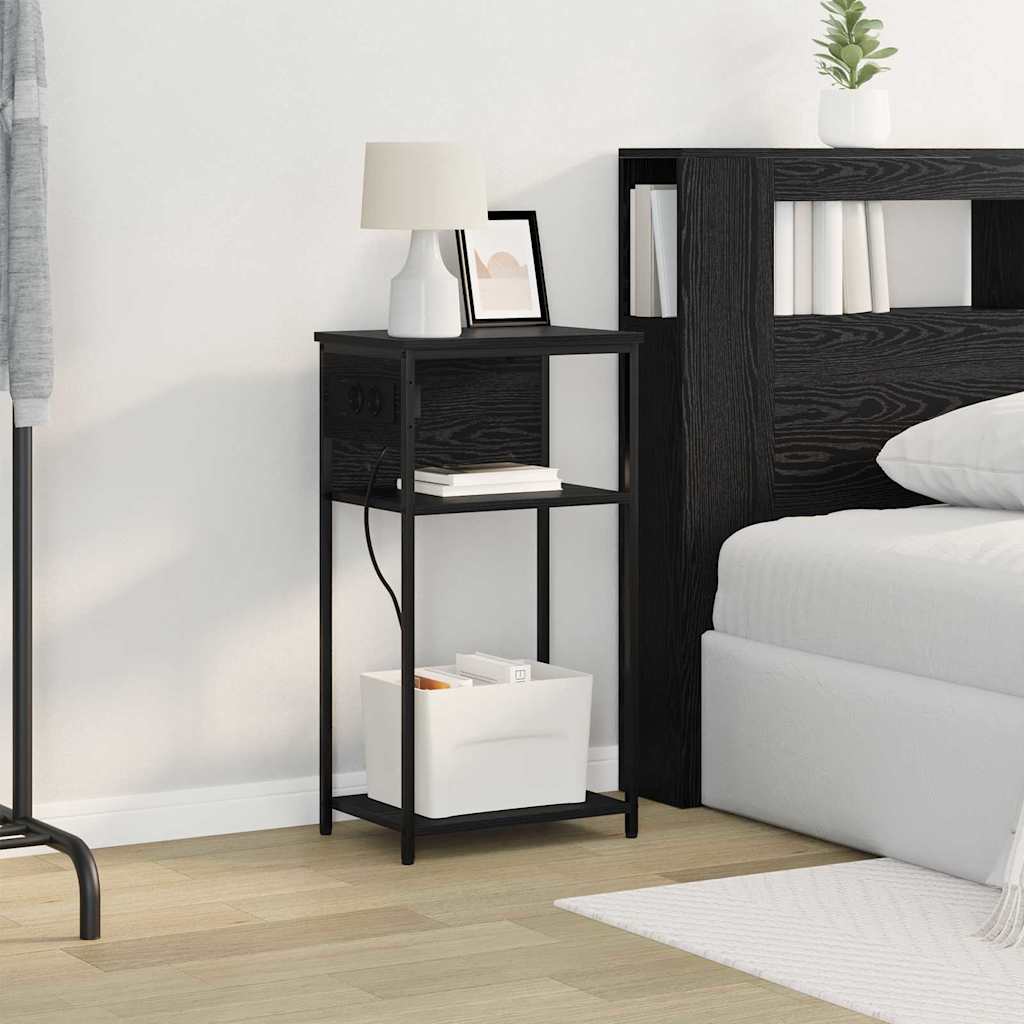 Bedside Cabinet Black oak 41 x 28 x 76 cm Engineered wood