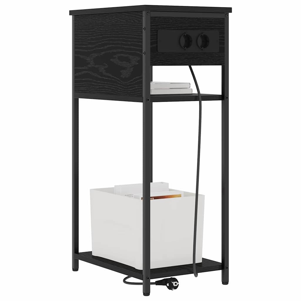 Bedside Cabinet Black oak 41 x 28 x 76 cm Engineered wood