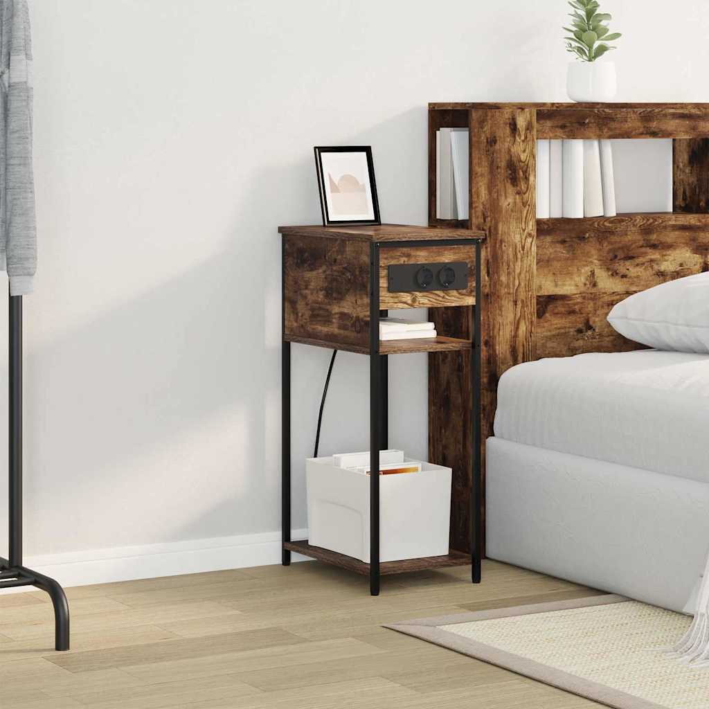 Bedside Cabinet Smoked oak 41 x 28 x 76 cm Engineered wood