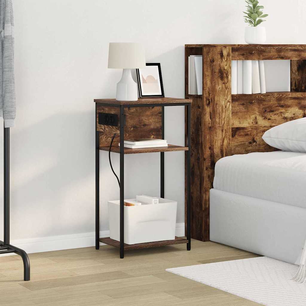 Bedside Cabinet Smoked oak 41 x 28 x 76 cm Engineered wood