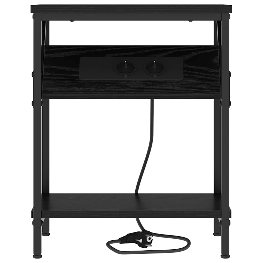 Bedside Table Black oak 38 x 30 x 48 cm Engineered wood