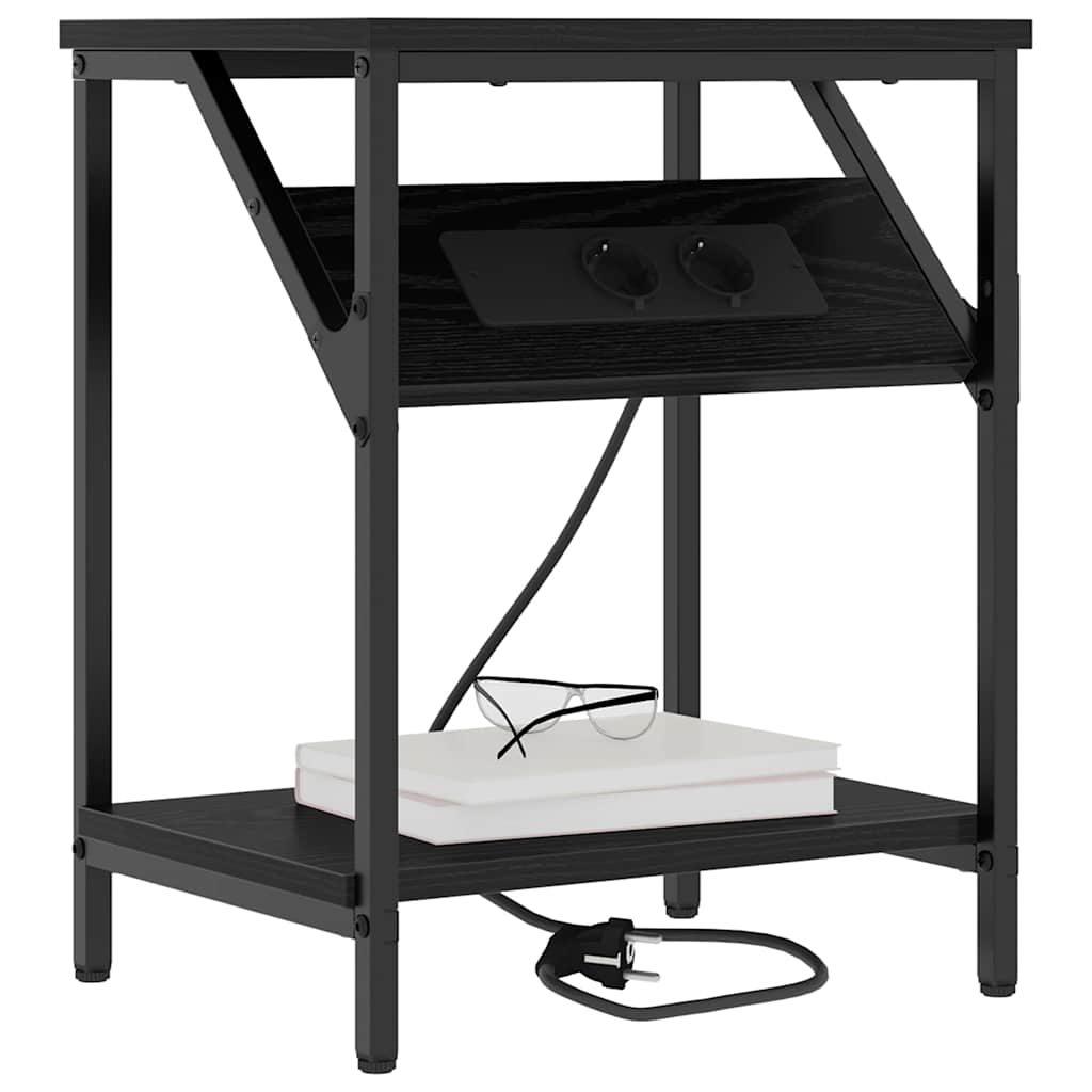 Bedside Table 2 pcs Black oak 38 x 30 x 48 cm Engineered wood