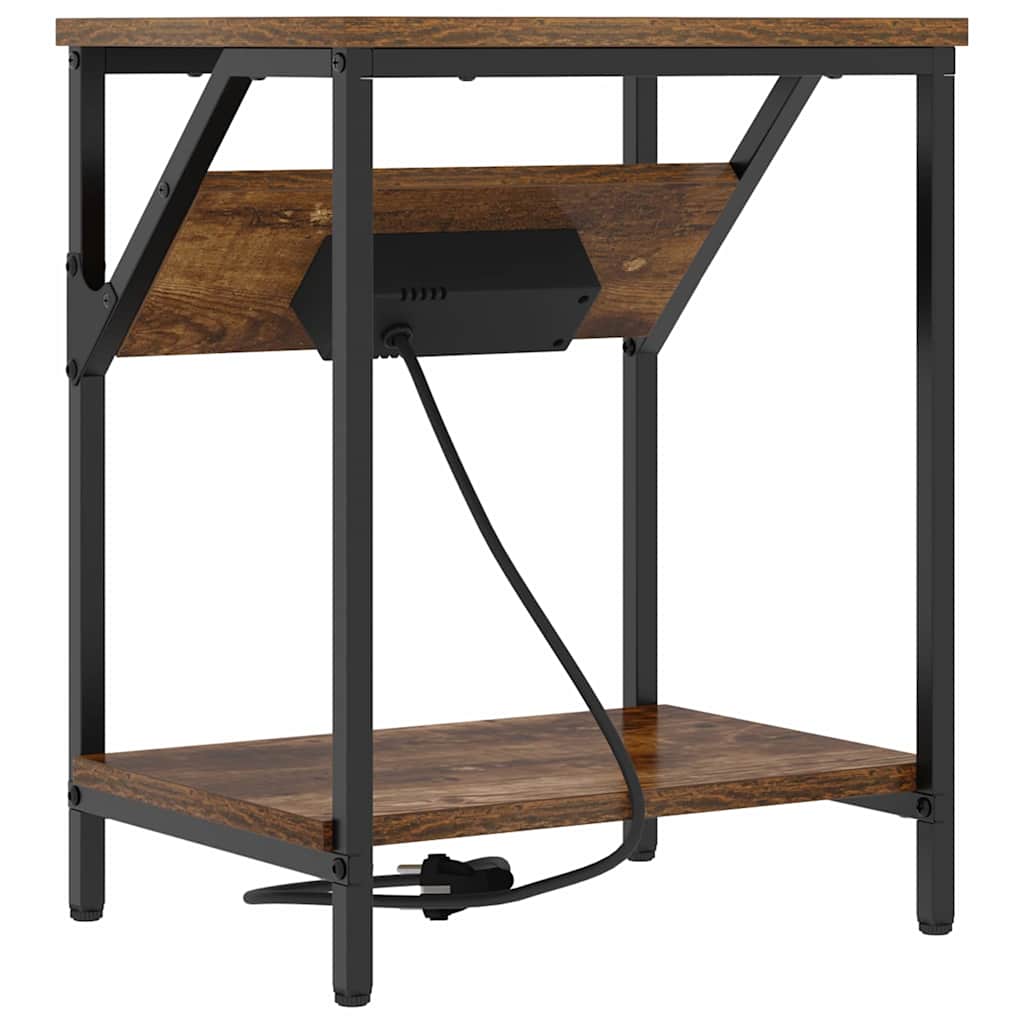 Bedside Table Smoked oak 38 x 30 x 48 cm Engineered wood