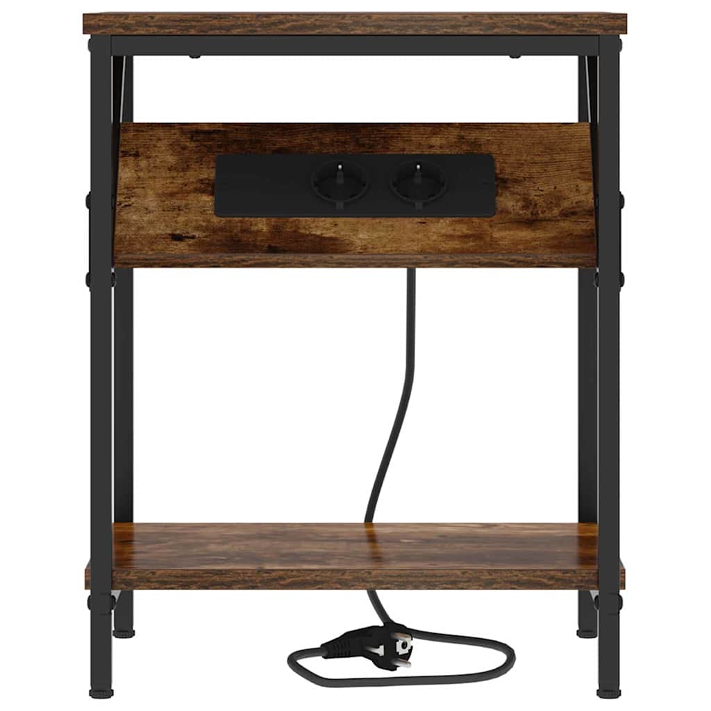 Bedside Table Smoked oak 38 x 30 x 48 cm Engineered wood