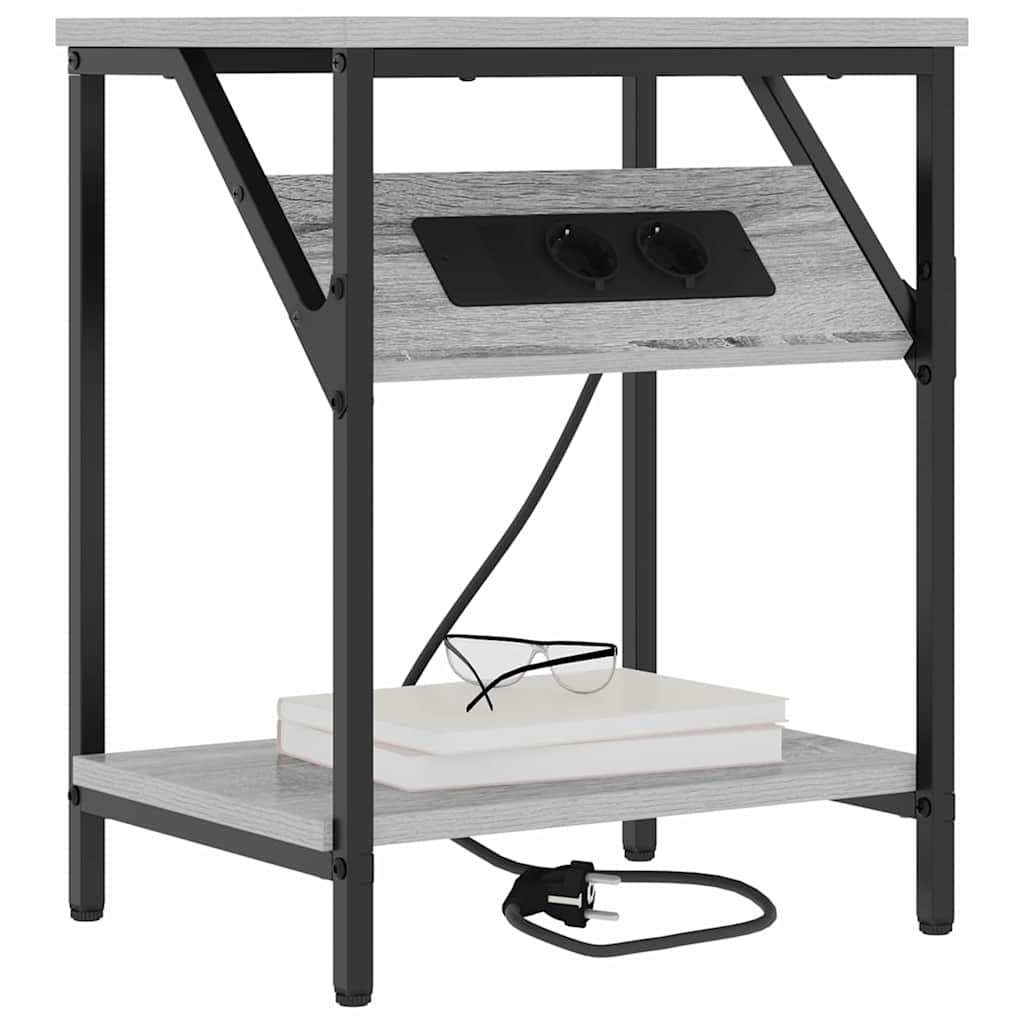 Bedside Table 2 pcs Grey sonoma 38 x 30 x 48 cm Engineered wood