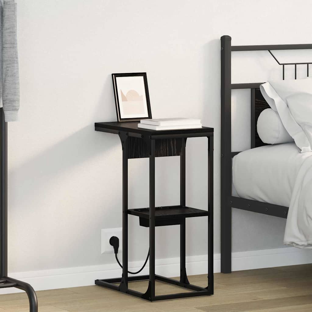 Bedside Table Black oak 41.5 x 26 x 60.5 cm Engineered wood